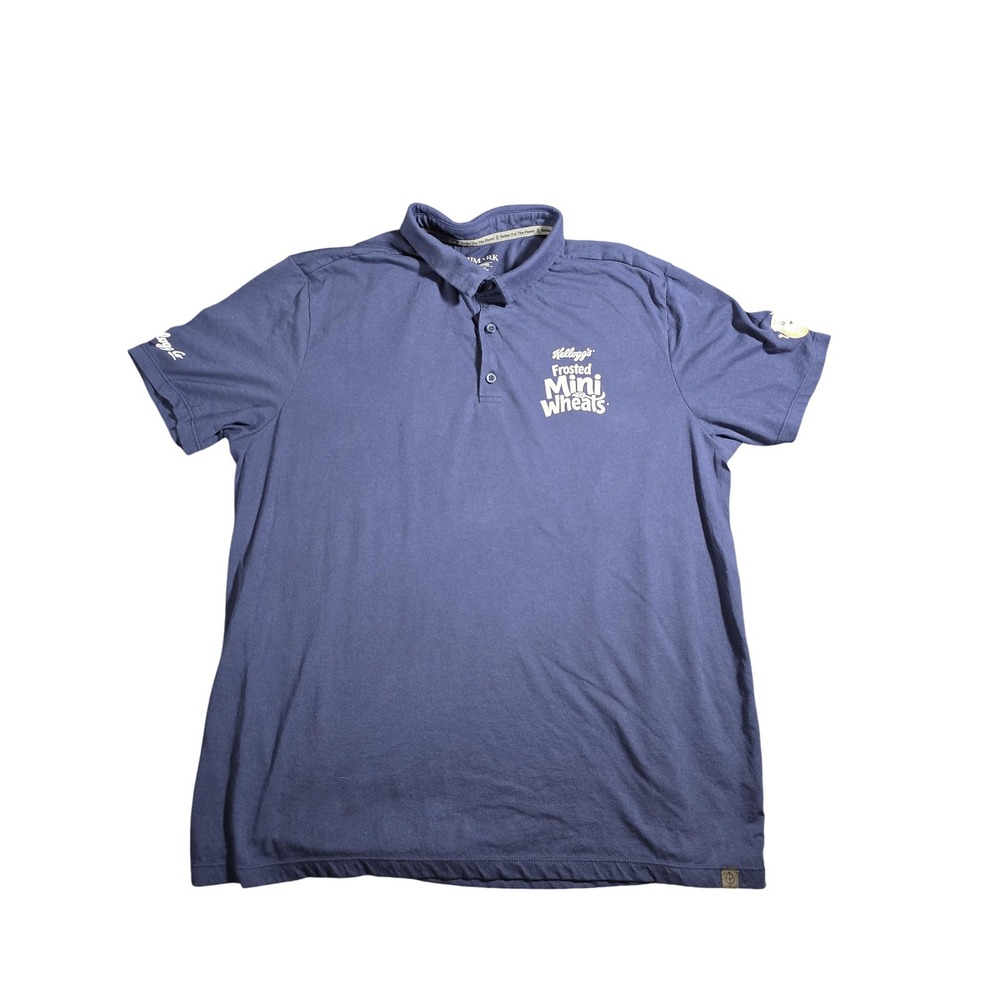 Kellogg's Frosted Mini Wheats Shirt Mens XL Blue Polo Cereal Promo Embroidered